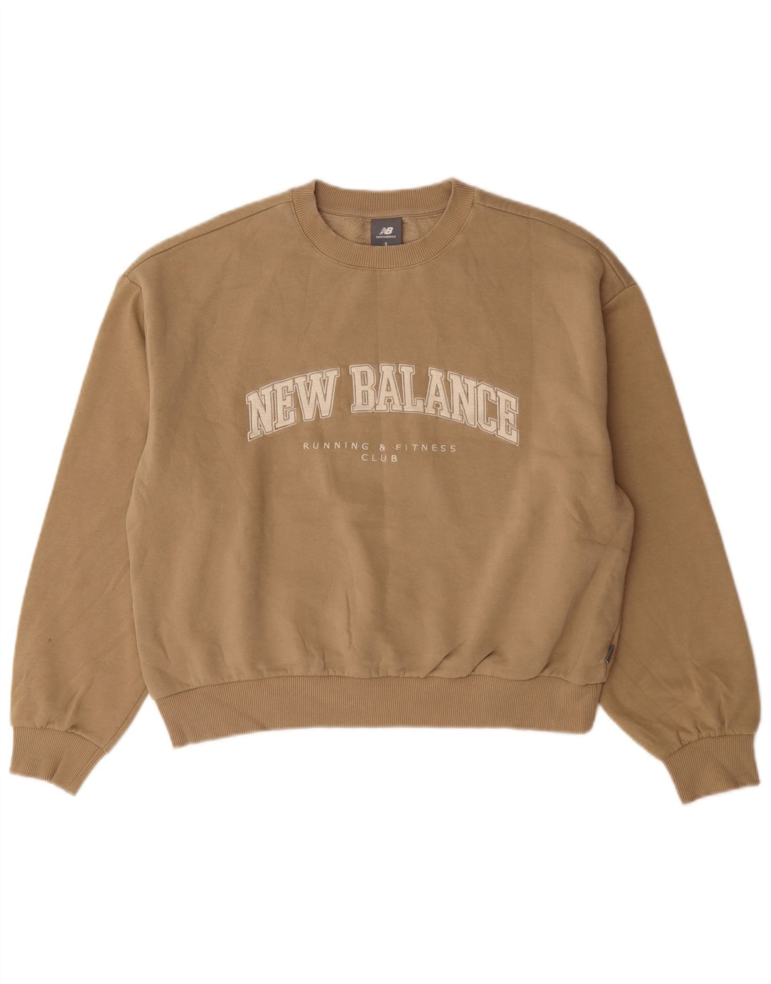 Felpa oversize con grafica da donna New Balance, maglione UK 10 piccolo beige