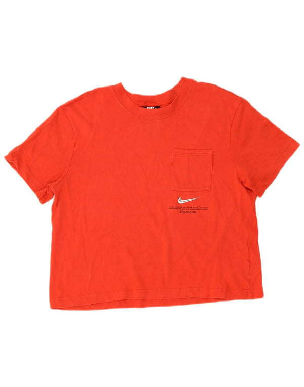 T-shirt corta da donna Nike Swoosh UK 14 cotone rosso medio