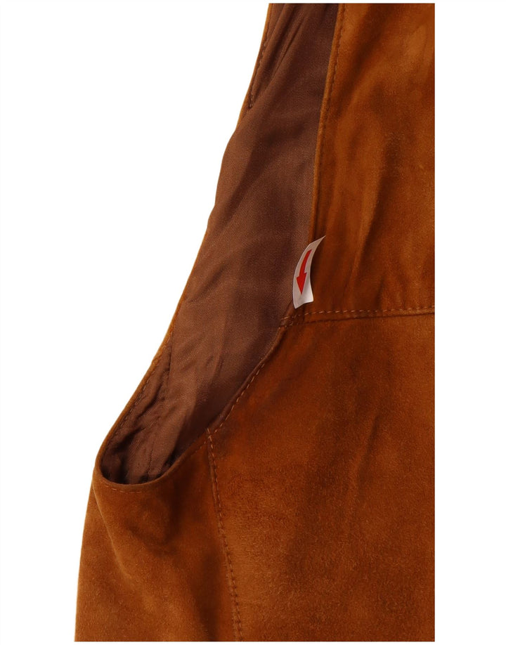 Gilet vintage da uomo in pelle scamosciata UK 40 grande marrone