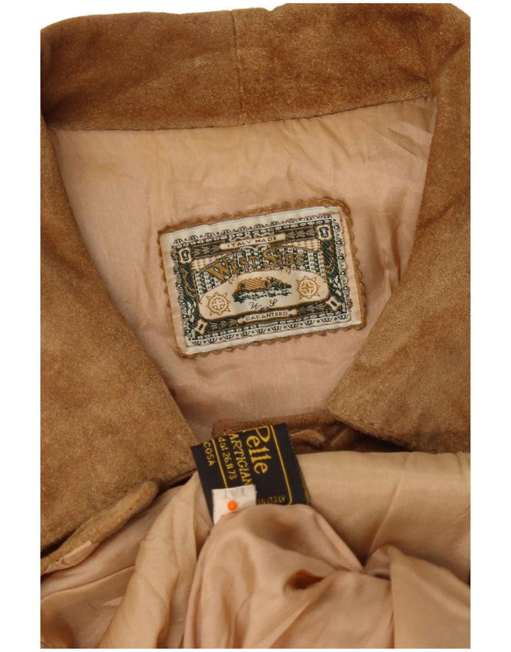 Giacca Blazer a 4 Bottoni da Donna Lavorazione Artigiana UK 14 Marrone Medio