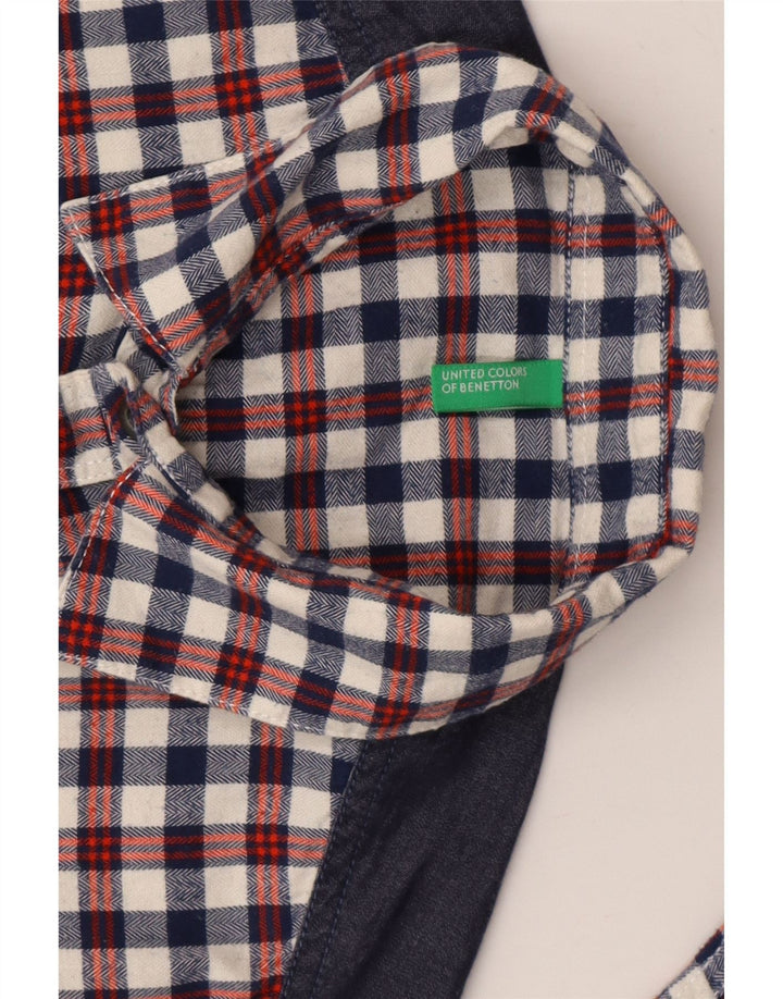 BENETTON Mens Flannel Shirt Small Burgundy Check Vintage Benetton and Second-Hand Benetton from Messina Hembry 
