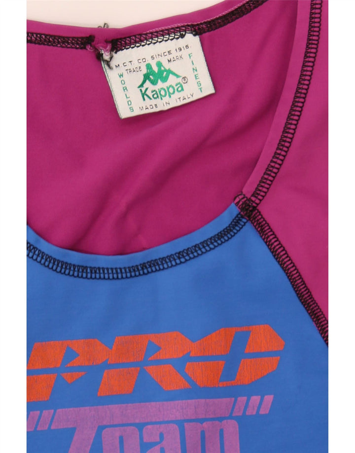 KAPPA Womens Graphic Vest Top UK 14 Large Pink Colourblock Polyester Vintage Kappa and Second-Hand Kappa from Messina Hembry 
