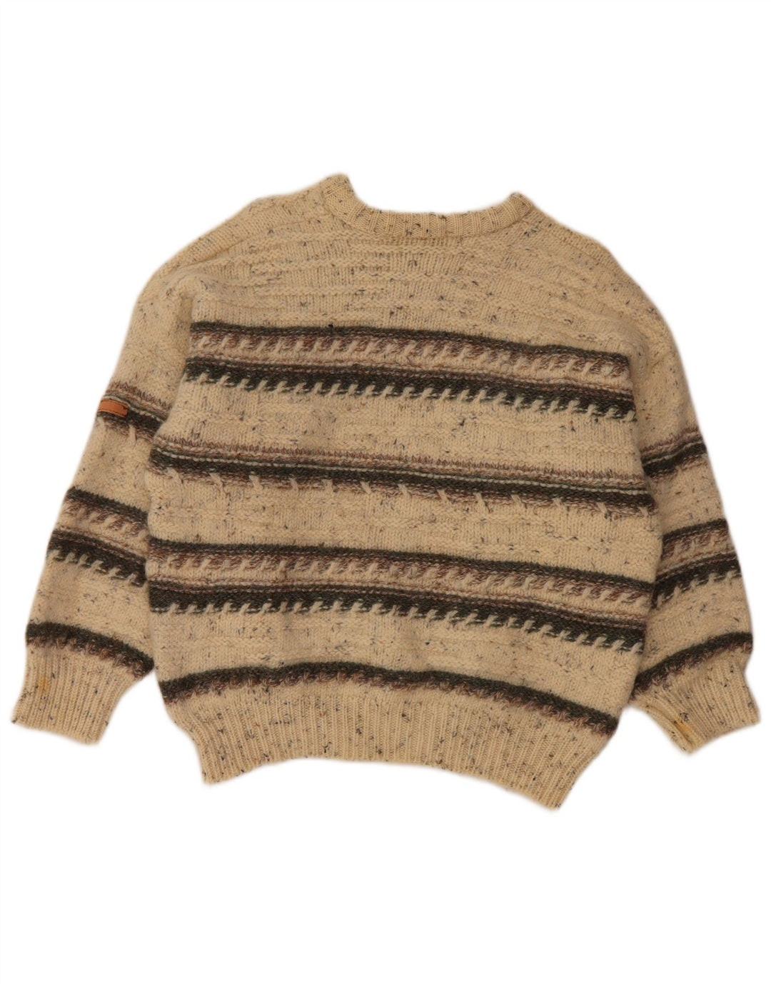 SERGIO TACCHINI Maglione maglione girocollo da donna UK 16 Grandi righe beige