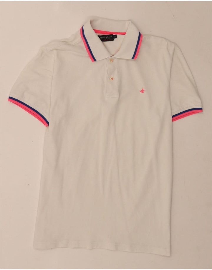 Polo Brooksfield da uomo slim fit IT 50 color block bianco medio