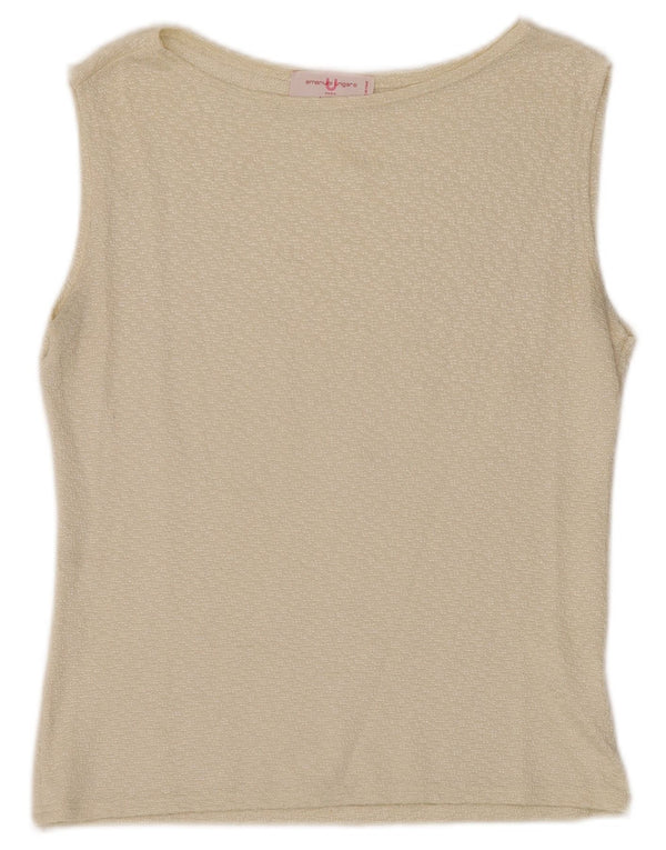 EMANUEL UNGARO Womens Sleeveless Blouse Top UK 12 Medium Off White
