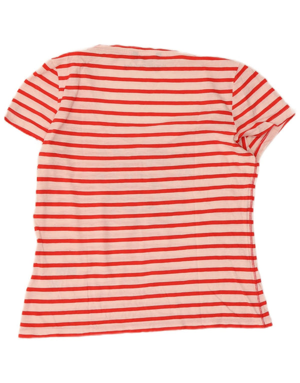 TOMMY HILFIGER T-shirt grafica corta da donna Top UK 14 Large Red Striped