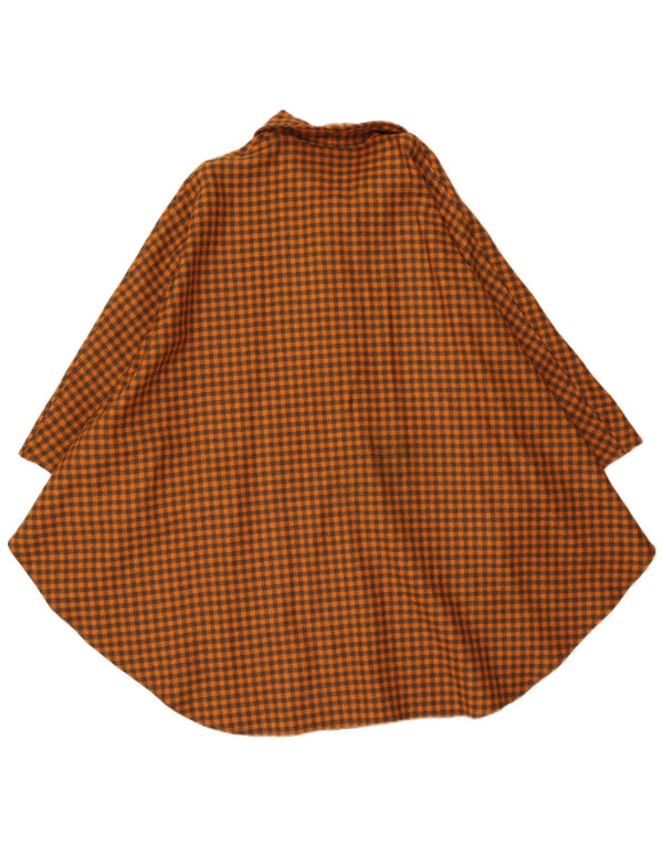 Cappotto vintage da donna a mantella, taglia unica, pied de poule arancione