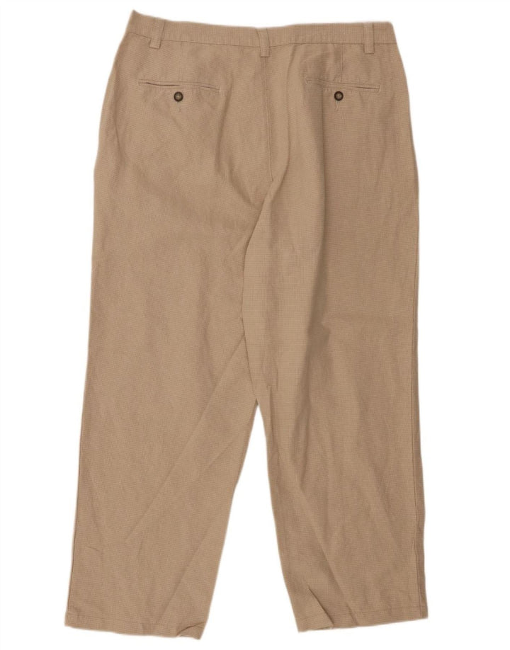EDDIE BAUER Pantaloni chino da uomo con pegging W36 L30 Lino pied de poule beige