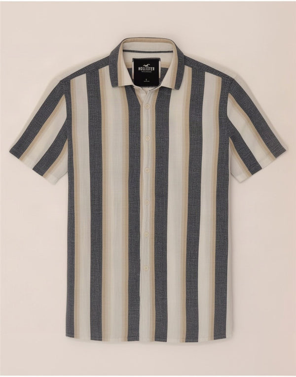 Camicia Hollister da uomo a maniche corte piccola in cotone a righe multicolore