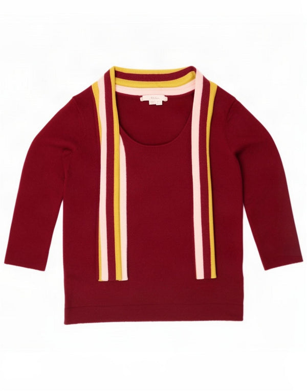Boden maglione da donna con scollo a barchetta UK 10 piccolo a righe bordeaux