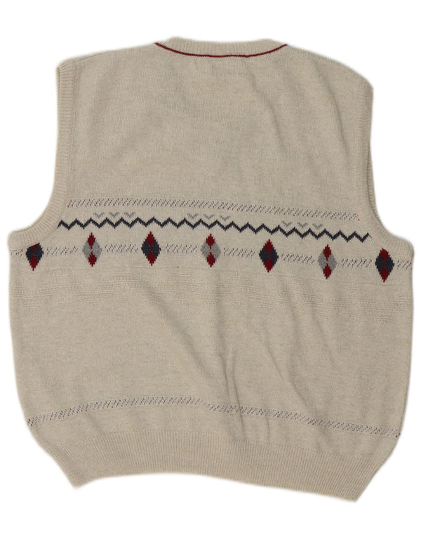 Canda Canotta da uomo Canotta grande Beige Argyle/Diamond Cotton