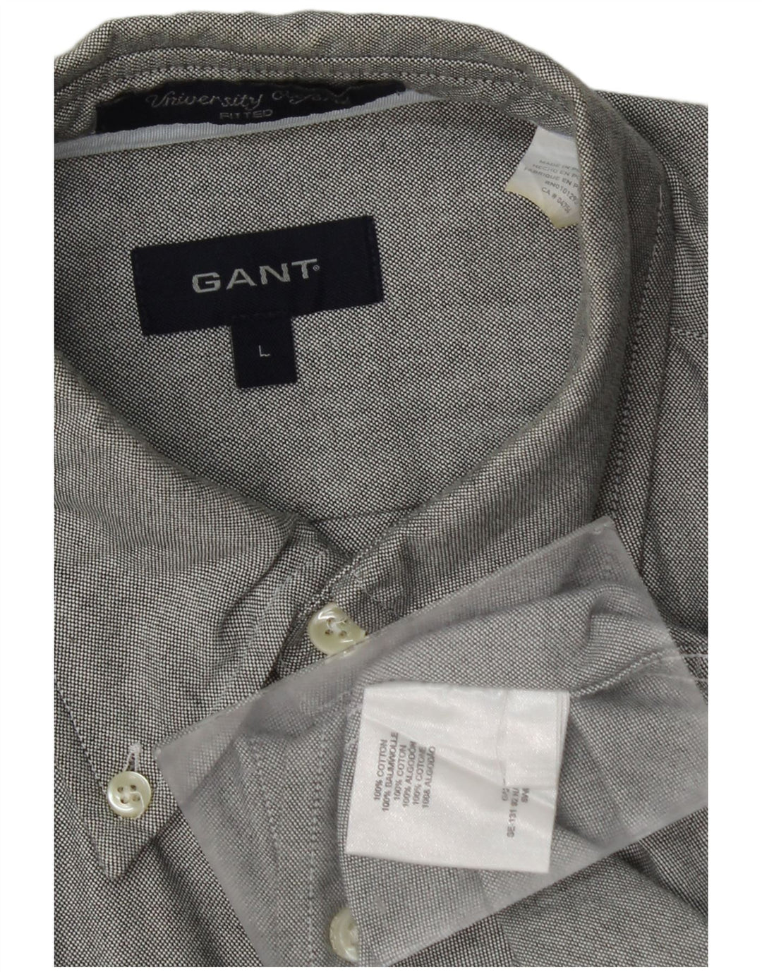 Camicia aderente da ragazzo Gant 15-16 anni Large in cotone mélange grigio