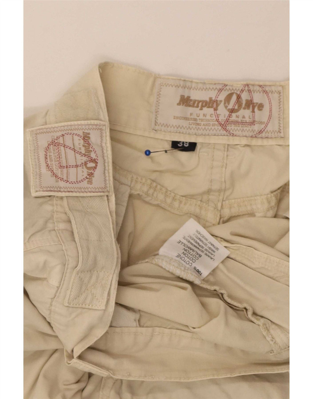 Pantaloncini cargo da uomo Murphy & Nye W38 XL in cotone beige