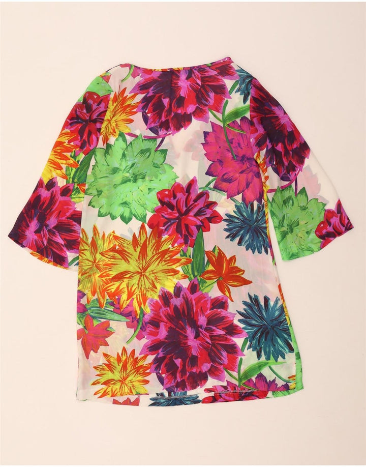 Top tunica trasparente da donna Zara UK 10 piccolo floreale multicolore