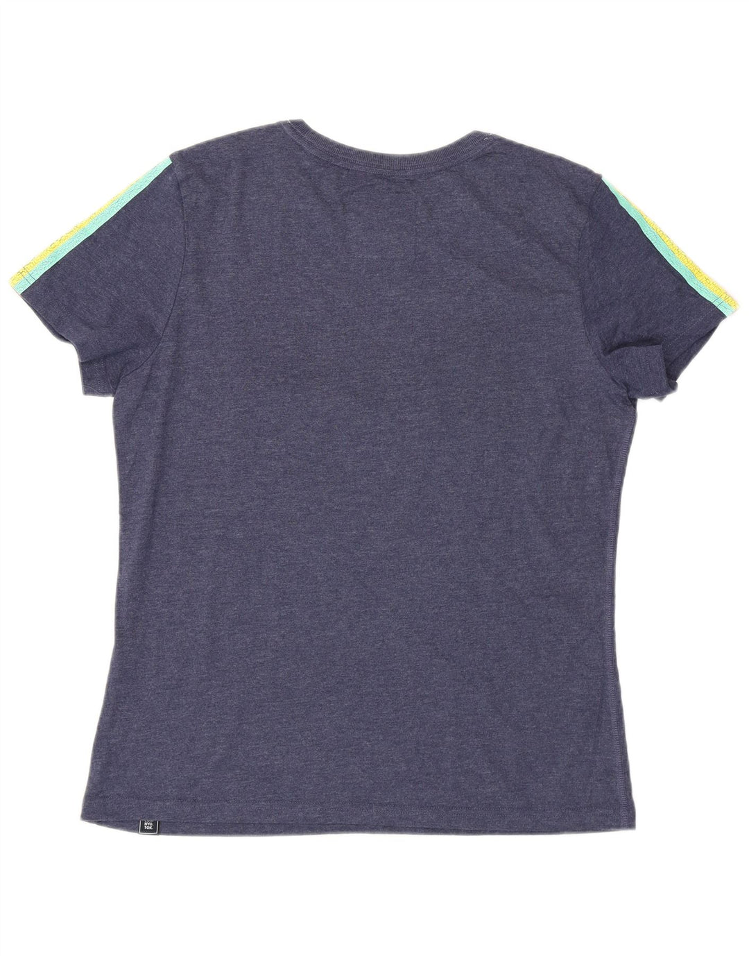 T-shirt grafica da donna SUPERDRY Top UK 14 grande cotone blu navy