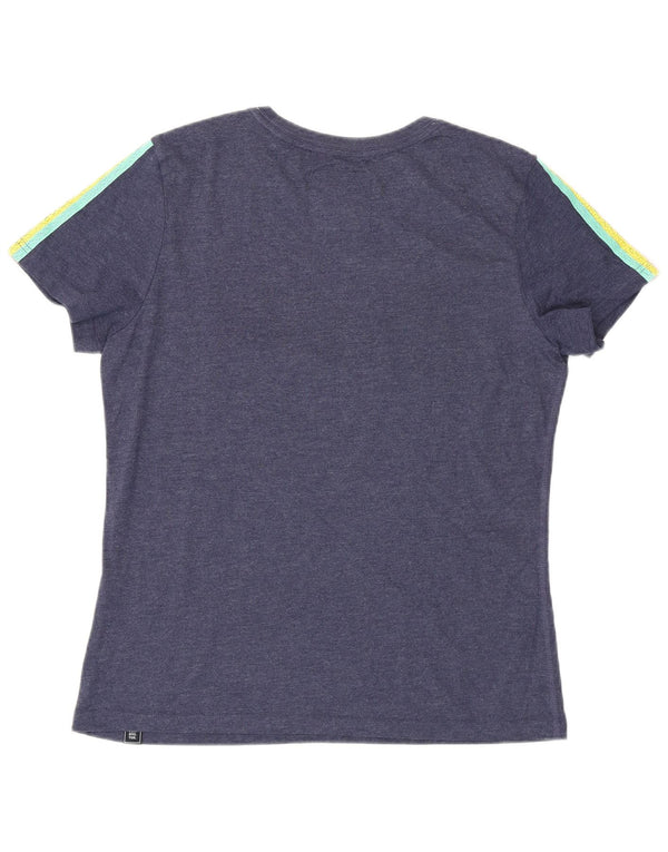 T-shirt grafica da donna SUPERDRY Top UK 14 grande cotone blu navy