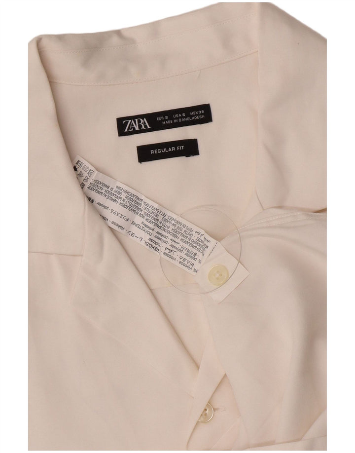 Camicia Zara da uomo a maniche corte piccola bianca in viscosa