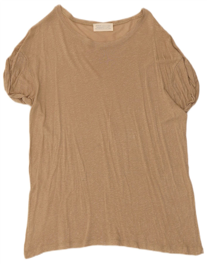 T-shirt Zara da donna Top UK 14 grande beige screziato