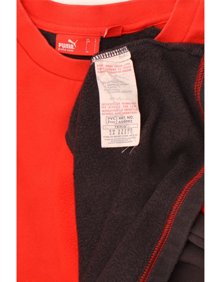 PUMA Felpa con grafica da uomo Maglione grande in cotone color block rosso