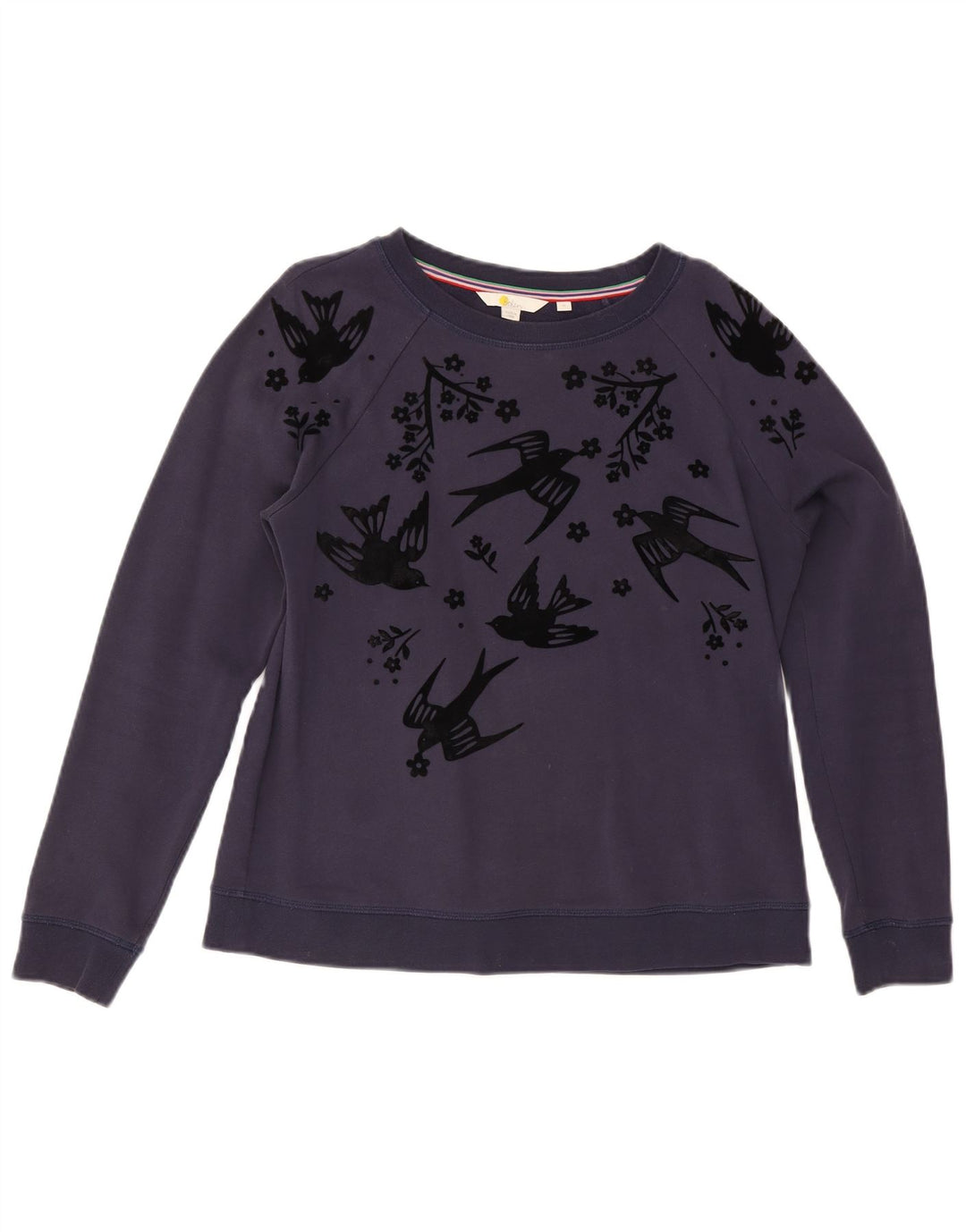 Felpa da donna con motivo astratto Boden, maglione UK 14 medio blu navy