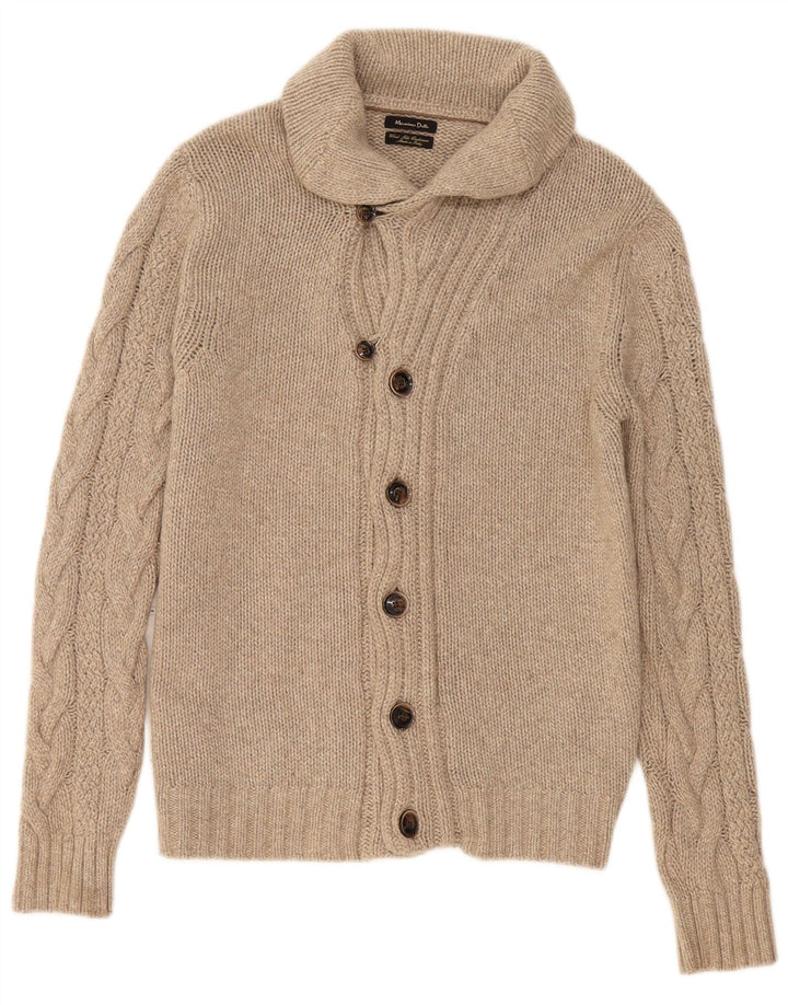 Maglione cardigan da uomo Massimo Dutti in lana beige grande