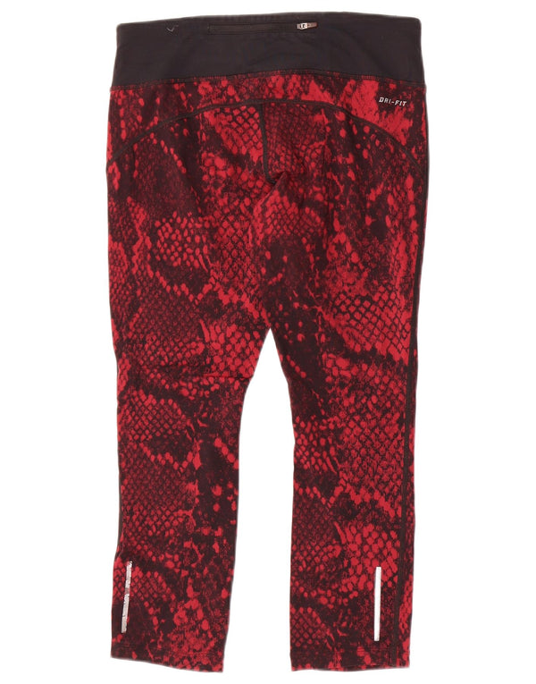 Leggings Nike Dri Fit Crop da donna UK 14 nylon con stampa animalier rosso medio