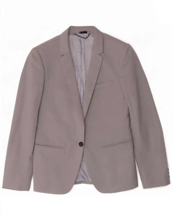 Giacca blazer da donna a 1 bottone Topshop UK 8 piccola poliestere grigio