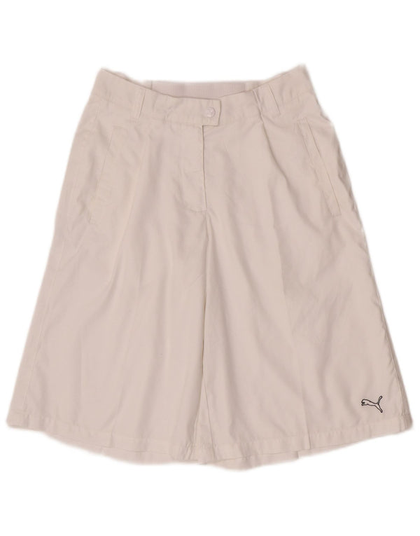 Pantaloncini Bermuda Puma da donna vestibilità ampia UK 10 Small W27 poliestere bianco