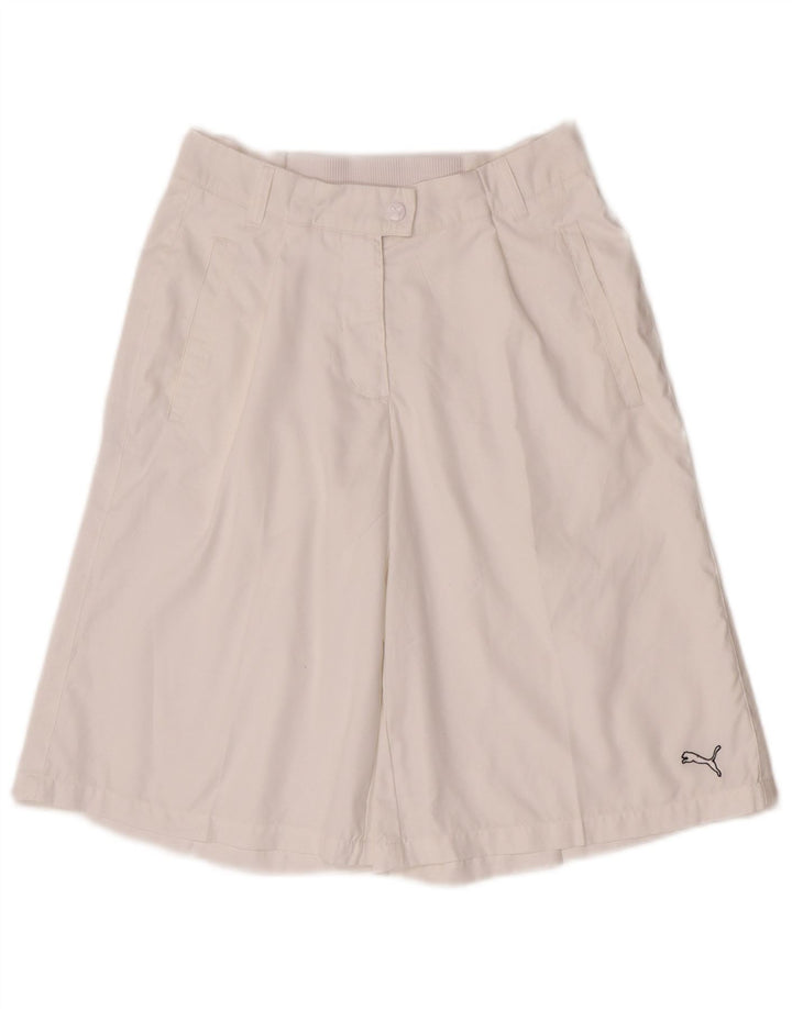 Pantaloncini Bermuda Puma da donna vestibilità ampia UK 10 Small W27 poliestere bianco