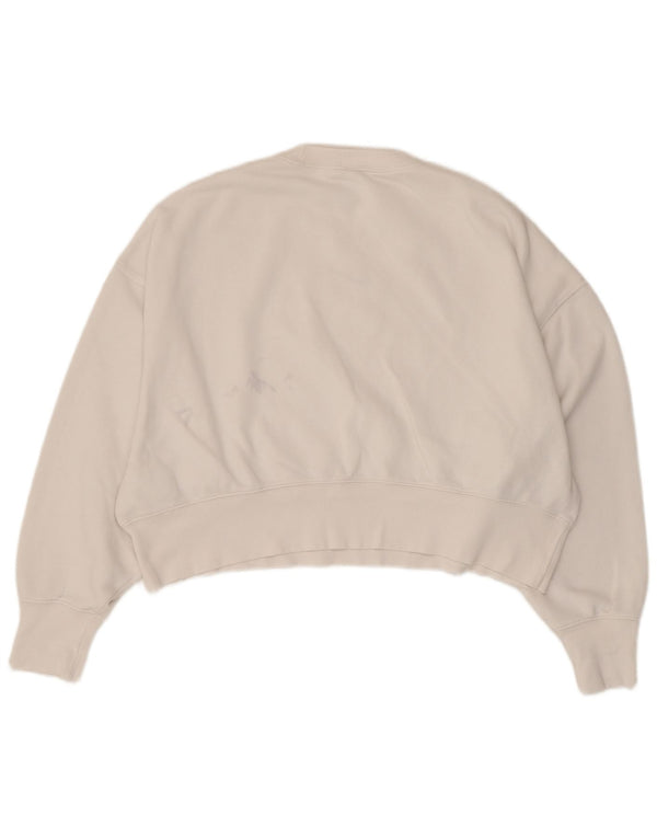 Felpa corta oversize da donna Nike UK 6 XS cotone bianco