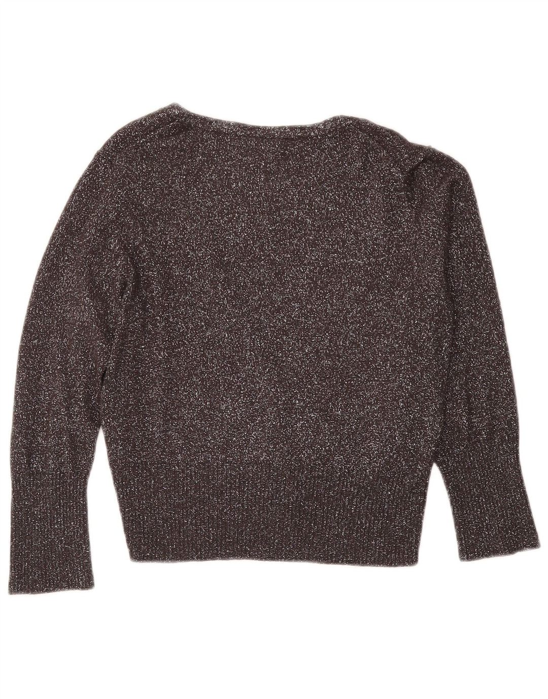 Maglione cardigan corto da donna Oasis UK 12 Viscosa screziata grigio medio