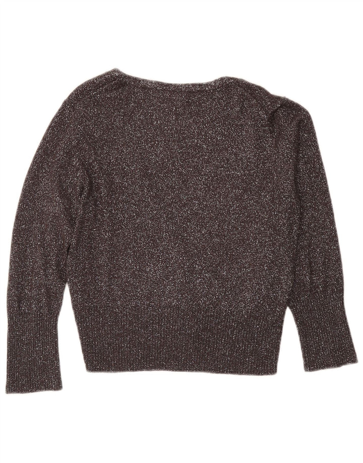 Maglione cardigan corto da donna Oasis UK 12 Viscosa screziata grigio medio