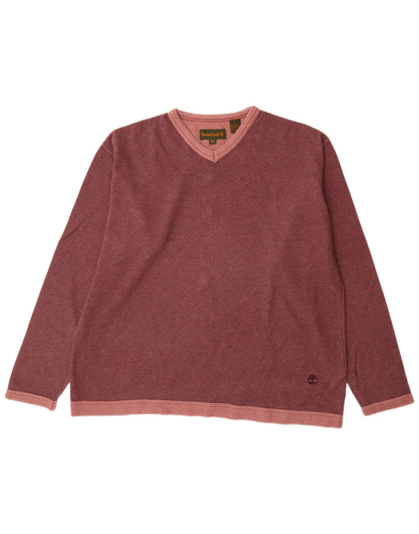 Maglione da uomo con scollo a V Timberland XL in cotone bordeaux