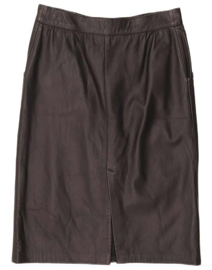 Gonna in pelle vintage da donna W33 grande nera