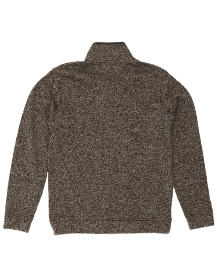 Eddie Bauer Felpa da uomo con collo abbottonato Maglione piccolo poliestere chiazzato grigio