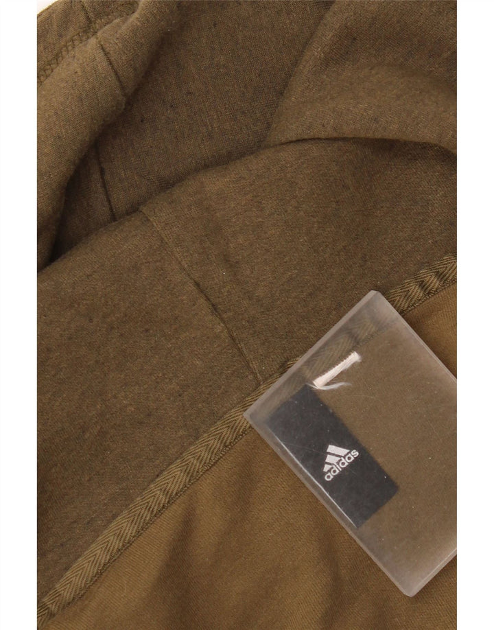 Maglione con cappuccio e zip grafica Adidas da uomo medio kaki