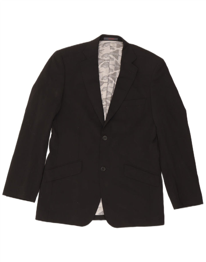 Giacca blazer da uomo a 2 bottoni Ted Baker UK 38 lana nera media
