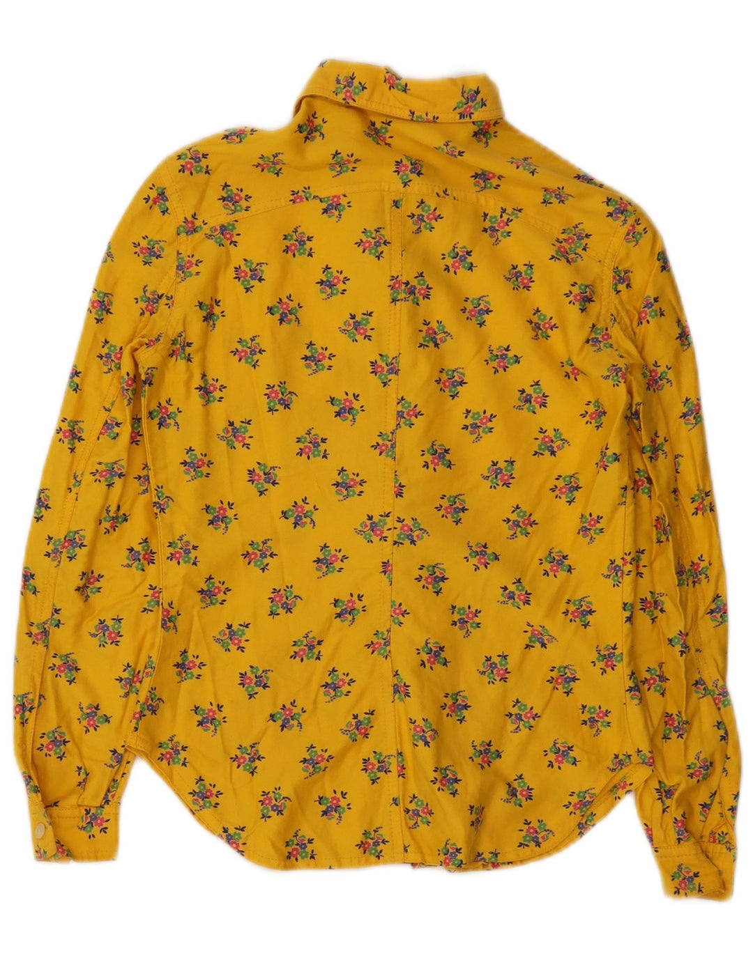 Camicia da donna vintage UK 8 piccolo floreale giallo