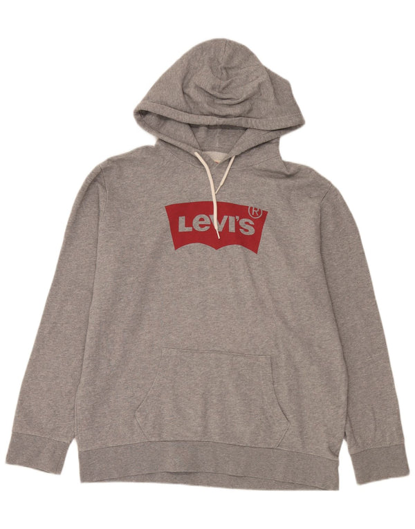 Maglione con cappuccio grafico da uomo Levi's Large in cotone grigio