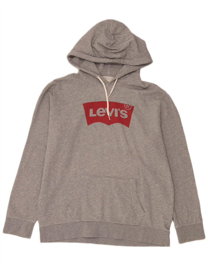 Maglione con cappuccio grafico da uomo Levi's Large in cotone grigio