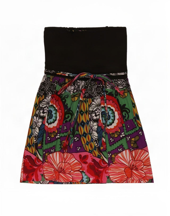 Desigual Mini abito senza spalline da donna EU 42 Grande floreale multicolore