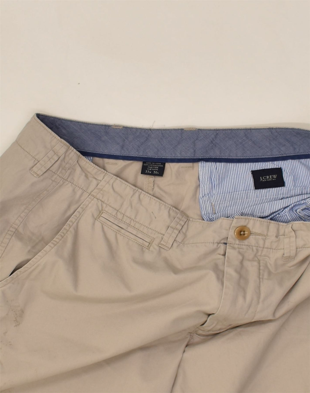 J. CREW Mens Straight Chino Trousers W33 L30 Beige Cotton | Vintage J. Crew | Thrift | Second-Hand J. Crew | Used Clothing | Messina Hembry 