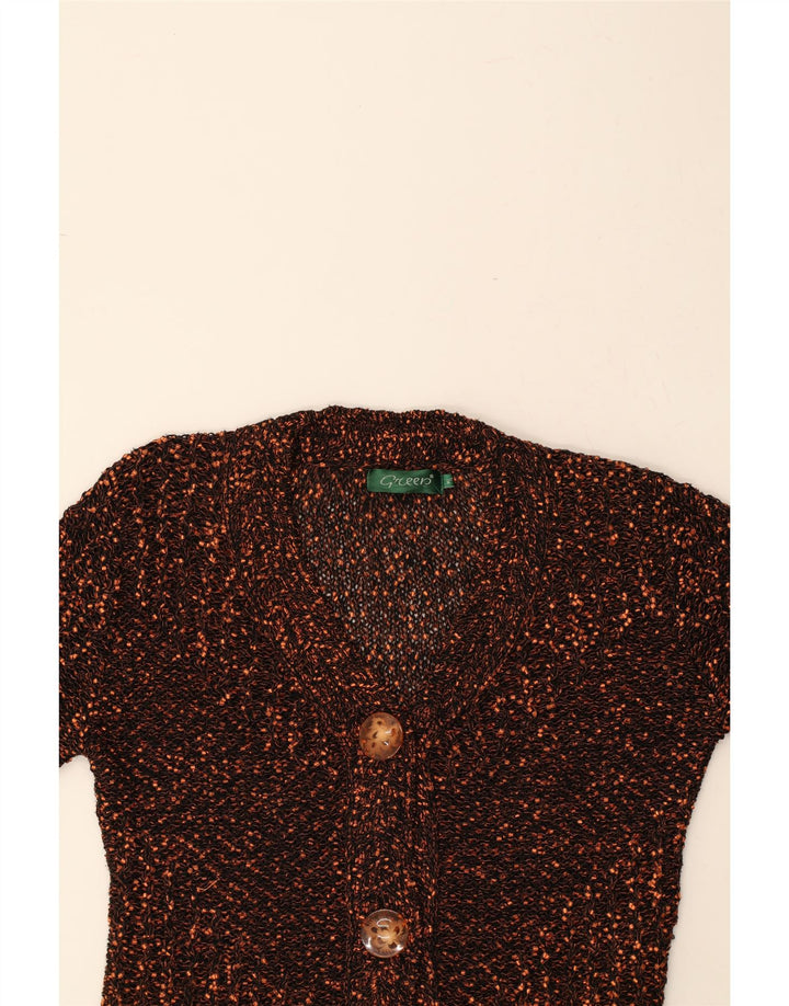 Maglione cardigan oversize con maniche a 3/4 da donna VERDE UK 14 Marrone medio