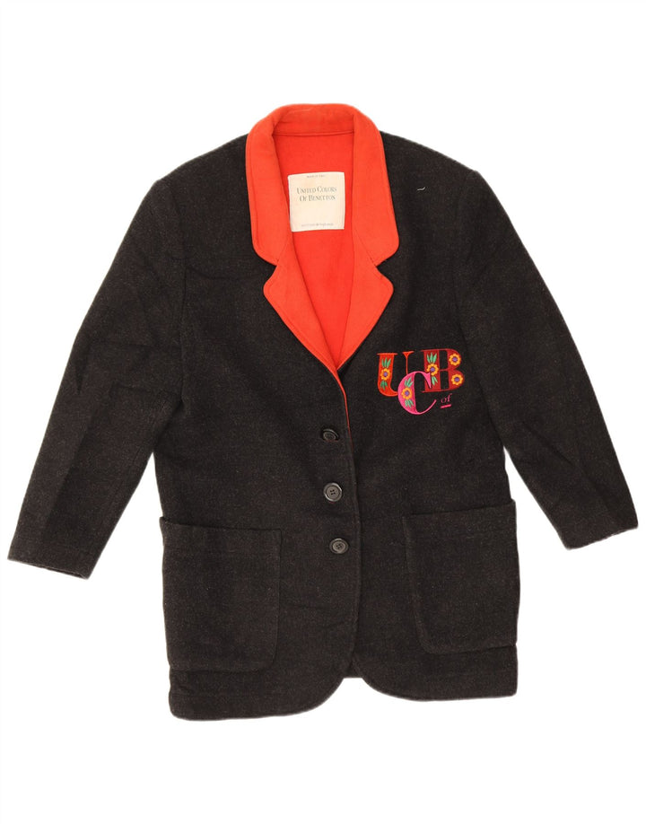 Giacca blazer oversize a 3 bottoni da donna Benetton IT 40 piccola nera