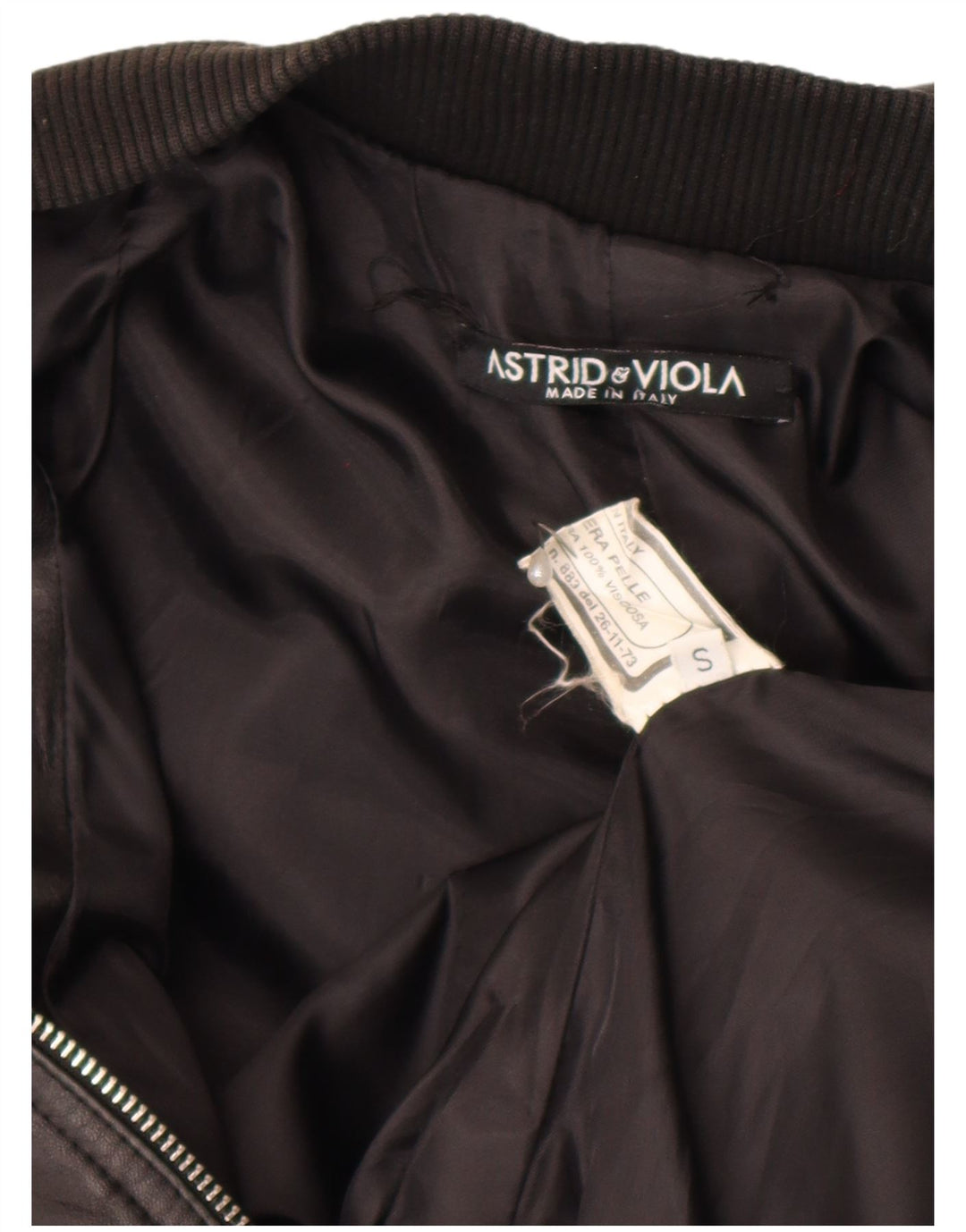 Giacca in pelle corta da donna Astrid & Viola UK 8 piccola in pelle nera