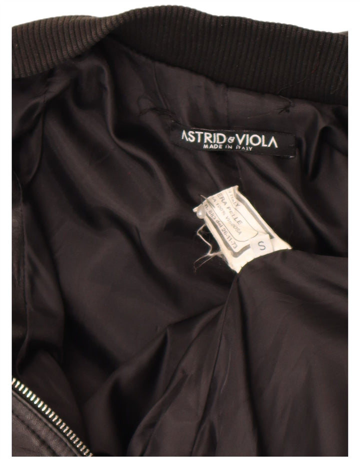 Giacca in pelle corta da donna Astrid & Viola UK 8 piccola in pelle nera