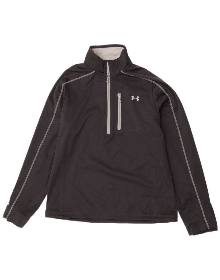 Under Armour Mens Zip Neck Pullover Tuta da ginnastica Top Large Nero Poliestere