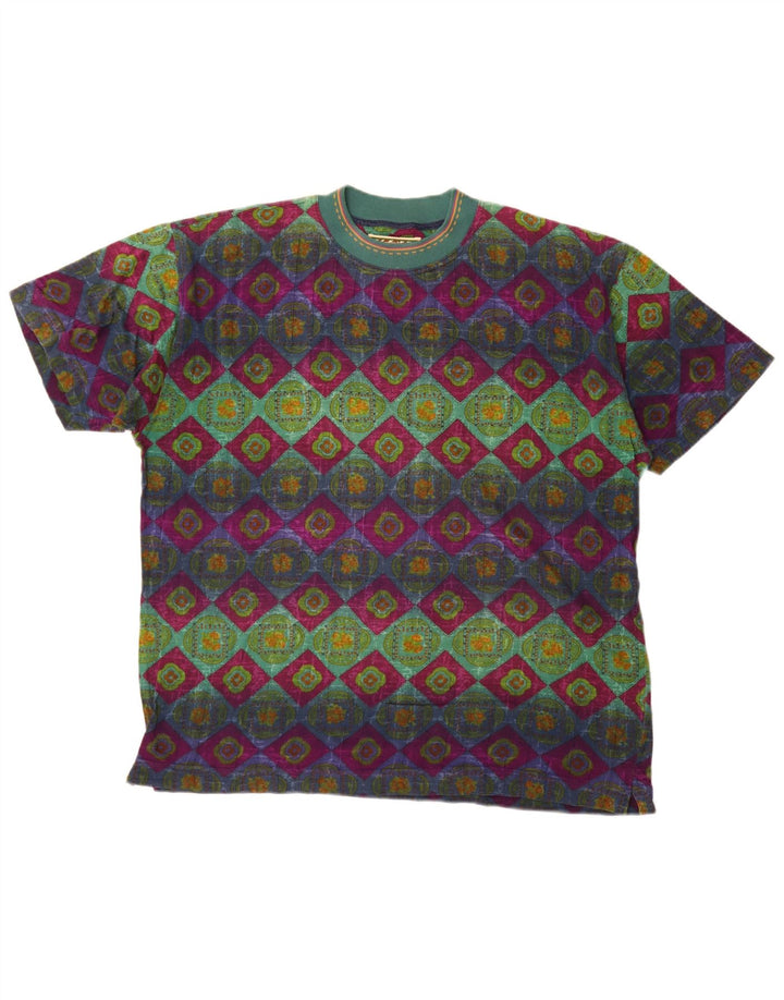 T-shirt grafica da uomo vintage Top grande geometrico multicolore