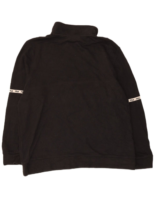 Felpa Fila da uomo con grafica con zip e collo, maglione 2XL, cotone color block nero