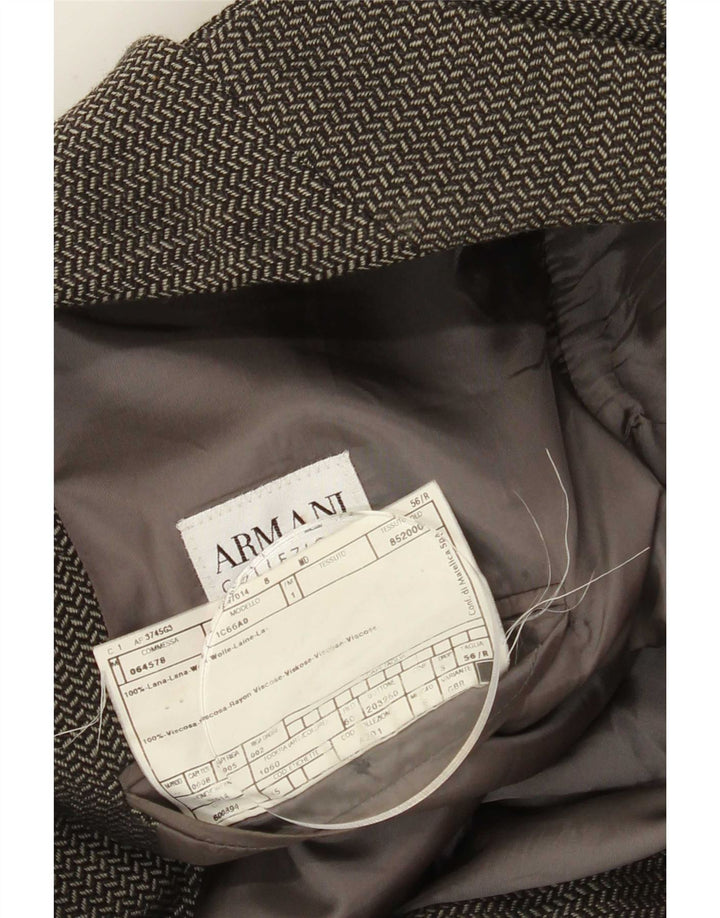 Giacca Blazer da Uomo a 3 Bottoni Armani Collezioni IT 56 3XL Grigia a Spina di Pesce